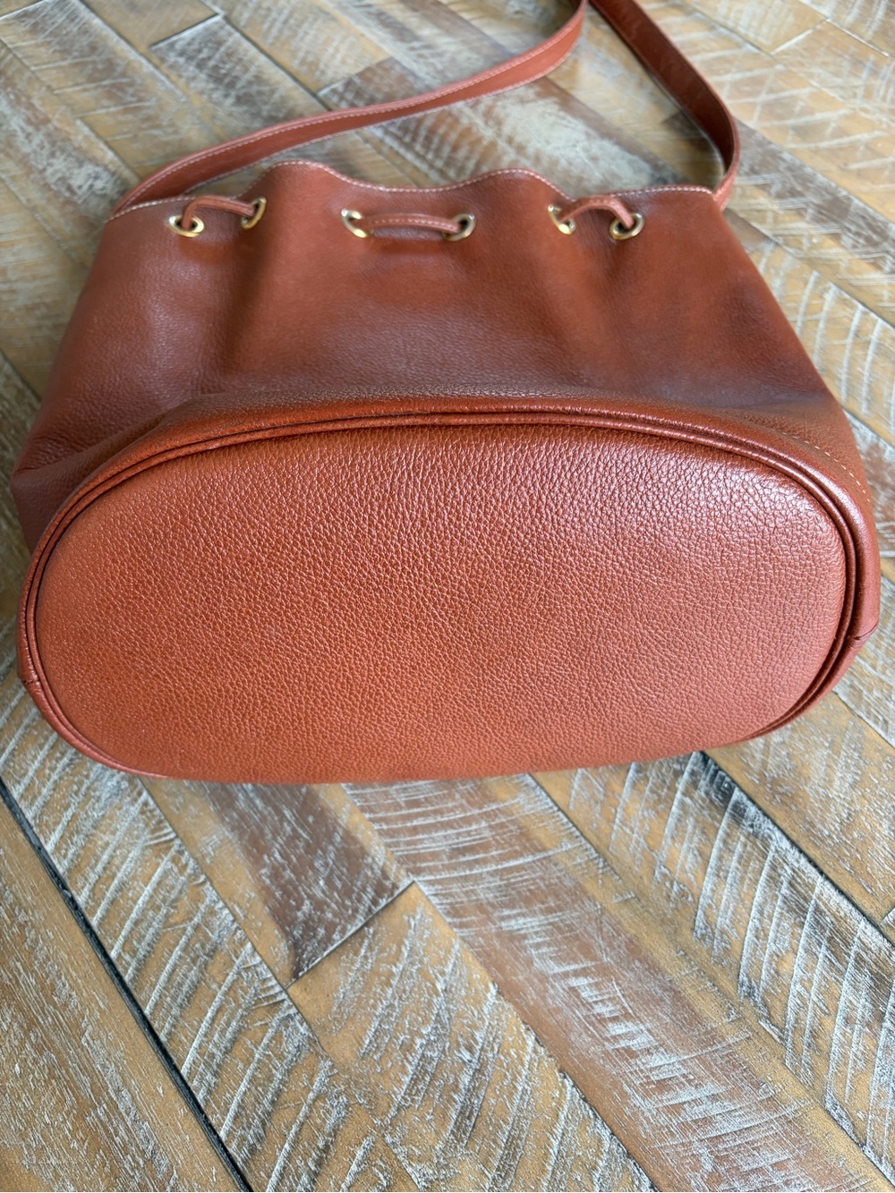 Vintage Saint Laurent Cognac Leather Drawstring Bucket Bag - Picture 2 of 3